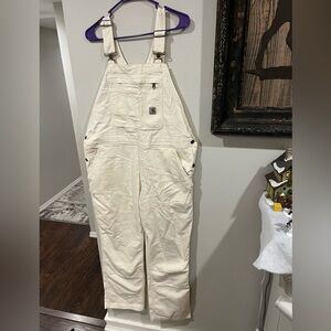 New w/tag Carhartt Rugged Flex Canvas Bib Overall (womens L -white)
